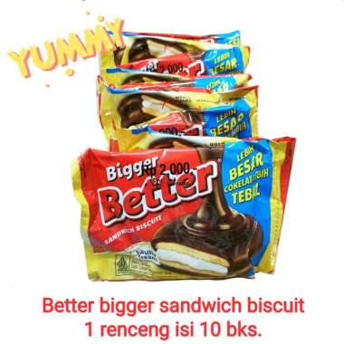 

BETTER SANDWICH VANILLA RENCENG BIGGER BETTER BISKUIT VANILLA CREAM/ BISKUIT ROMA BETTER COKLAT VANILA