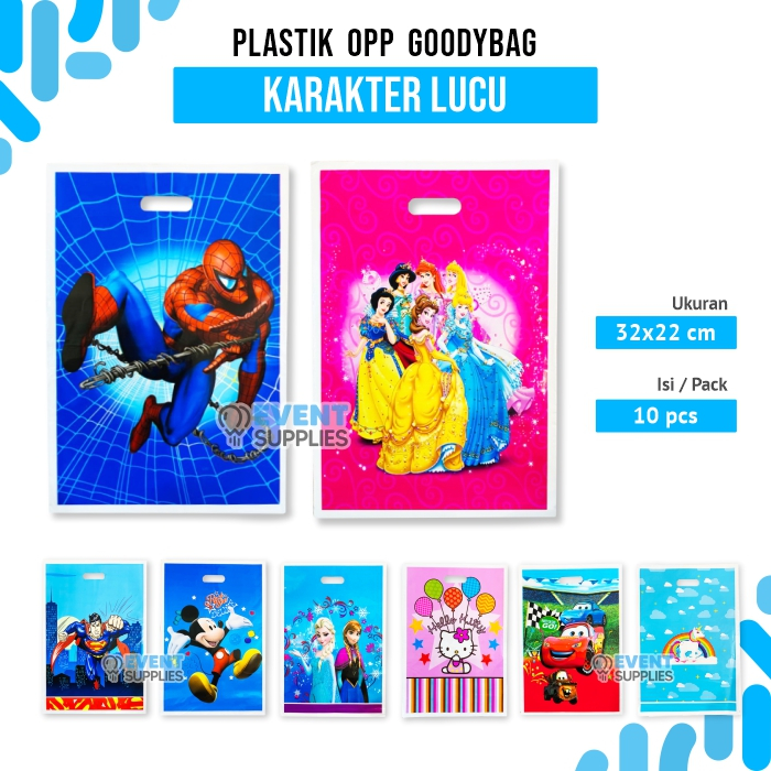 [10 Pcs]Plastik OPP Jinjing Snack Ulang Tahun / Plastik GoodieBag Jinjing Karakter Anak
