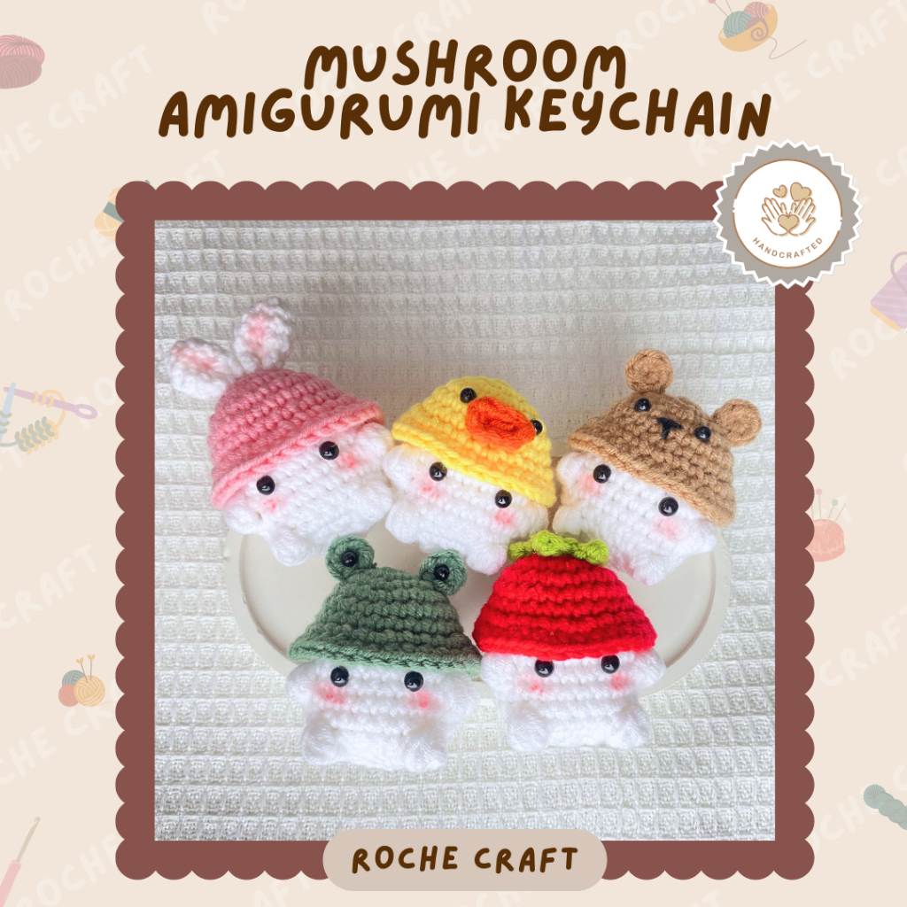 Mushroom Amigurumi Keychain / Mushroom Amigurumi / Amigurumi Jamur / Amigurumi Lucu / Gantungan