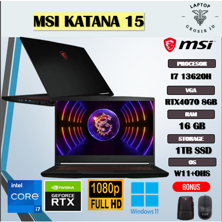 MSI KATANA 15 I7 13620H RTX4070 8GB/ 16GB 1TB 15.6FHD 144HZ ZRGB