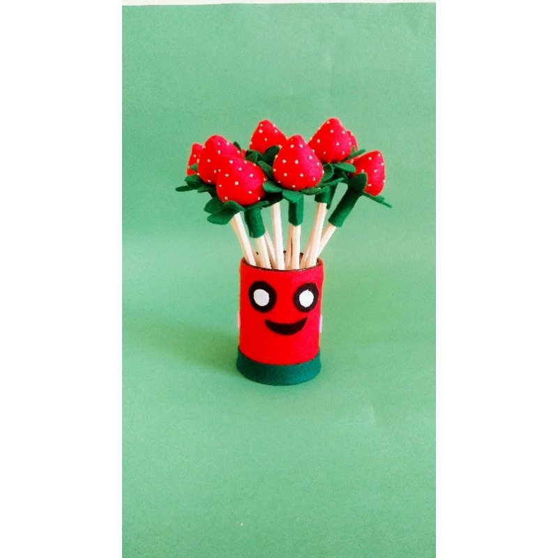 

pensil hias flanel strawberry