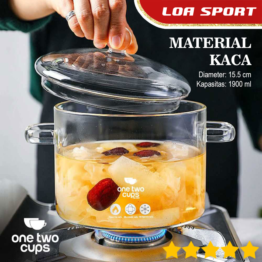 Panci Kaca Transparan Tahan Panas Borosilicate 15.5cm Kapasitas 1900ml