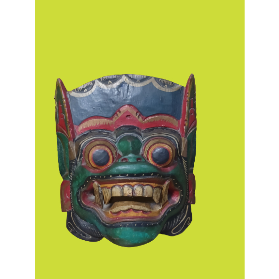 Topeng Barong Leak Bomo Bali Ukuran Sedang 20x20cm | Hiasan Dinding Rumah | Pajangan Ventilasi Pintu