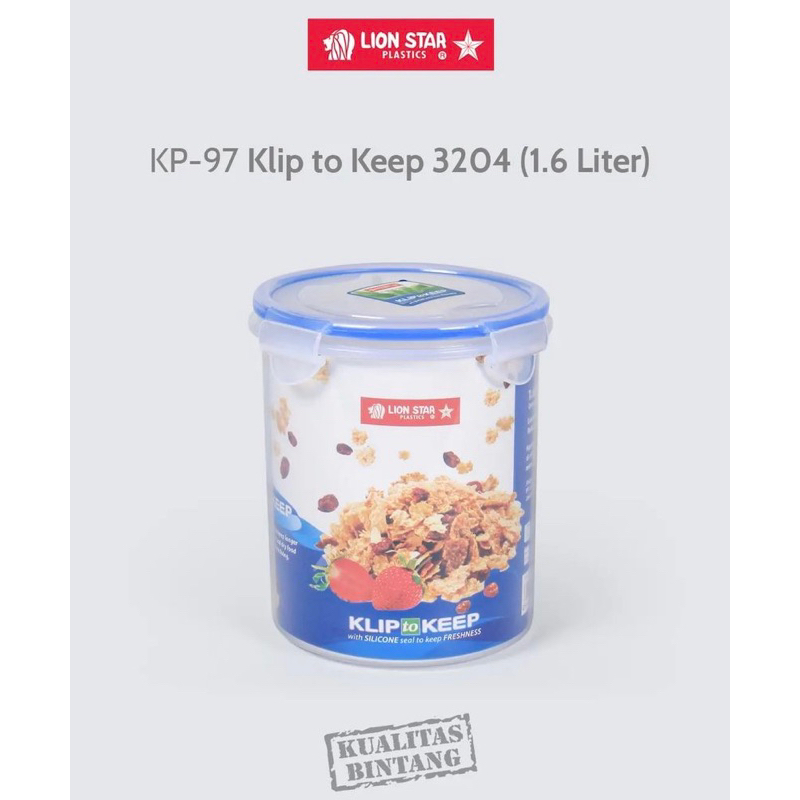 Toples Bubuk Klip To Keep Lion Star 1600ml Model Bulat Kedap Udara