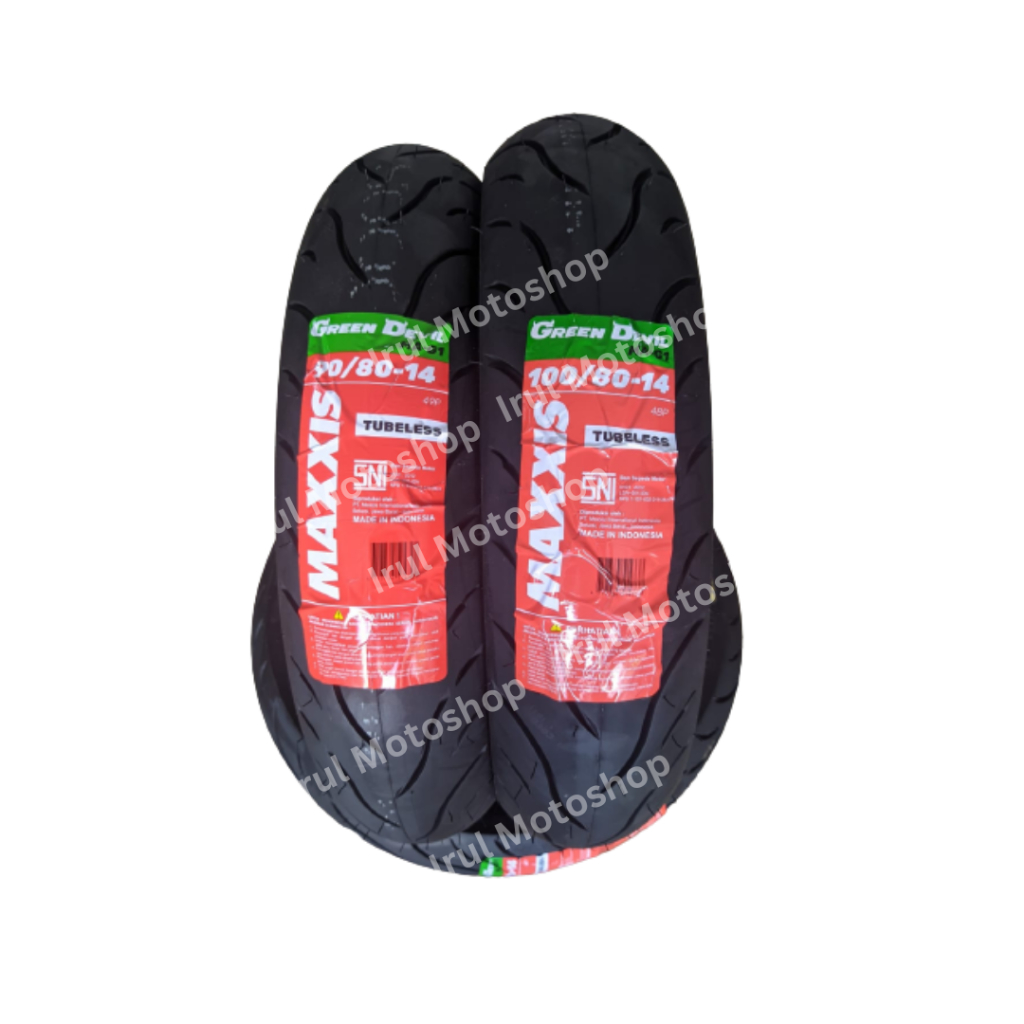 Paket Ban Maxxis Green Devil 90/80 dan 100/80 Ring 14 Tubeless Matic