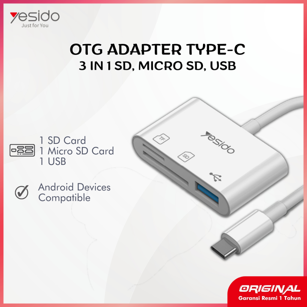 YESIDO OTG Adapter Type-C to USB TF Micro SD Card Reader Type C