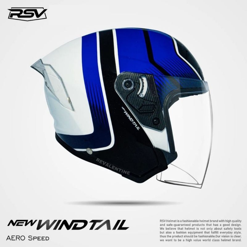 RSV NEW WINDTAIL AERO SPEED | Helm Half face Original RSV windtail motif Aero speed blue