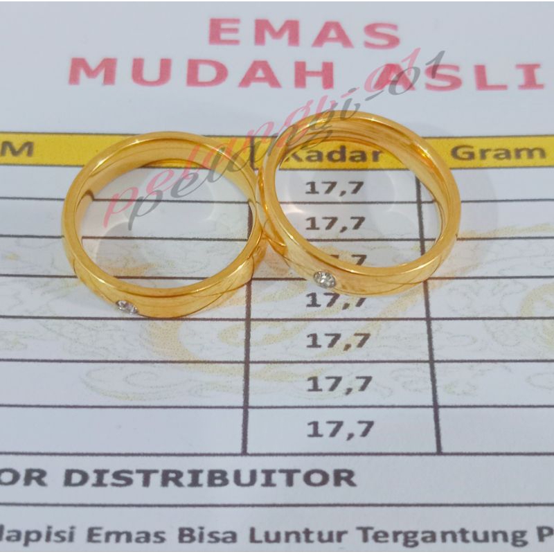 cincin kawin 2pcs emas muda 6.7gr kadar 17.7% free surat