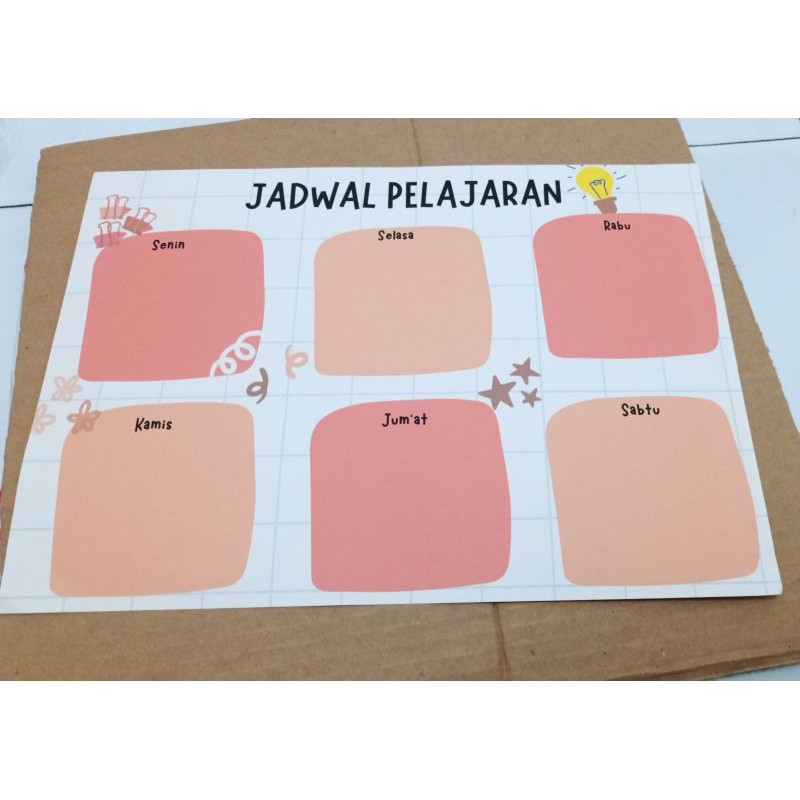 Stiker Jadwal Pelajaran | Jadwal Piket | Jadwal Kuliah Kekinian dan Aestetik UKURAN A4