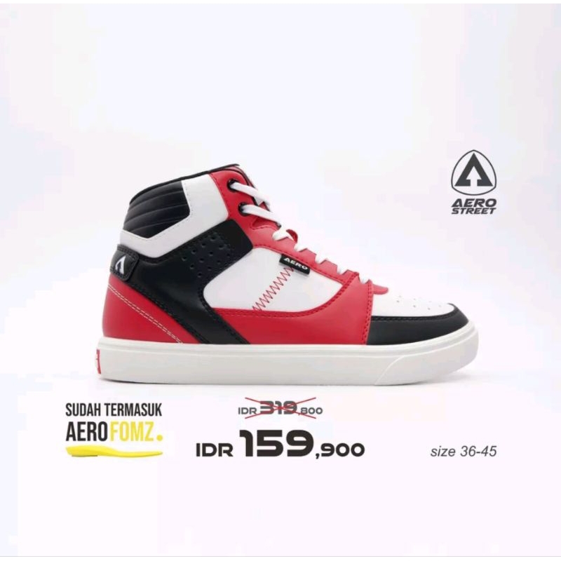 Sepatu Aerostreet Hoops Putih Merah Hitam