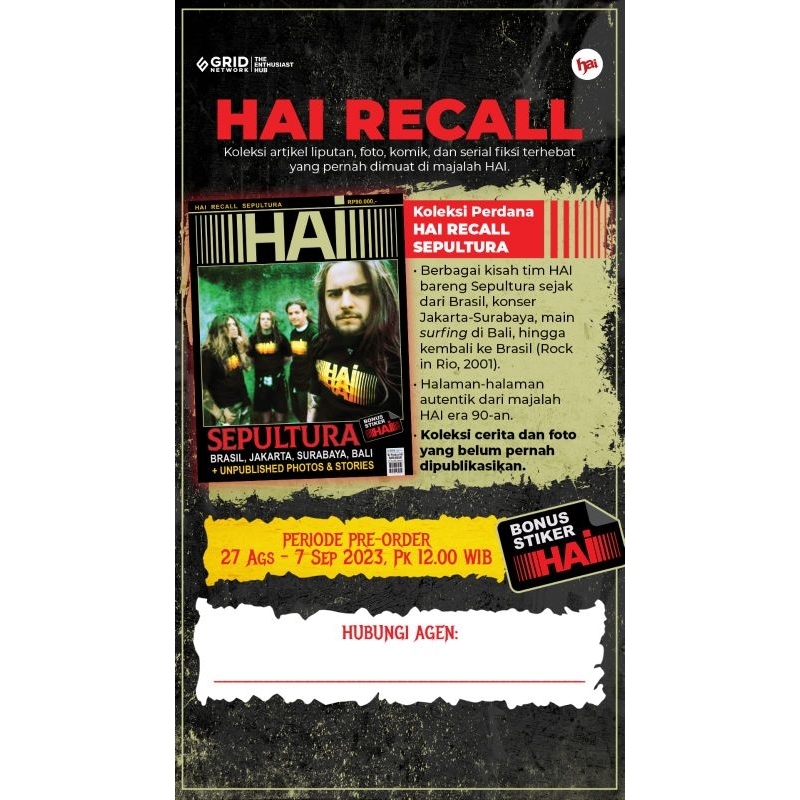Majalah HAI RECALL SEPULTURA
_Sepultura goes to 40th anniversary._