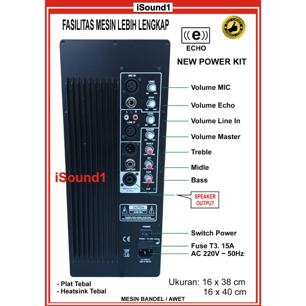 NEW POWER KIT MESIN KIT SPEAKER AKTIF 1000-1200 Watt 12 inch, 15 inch