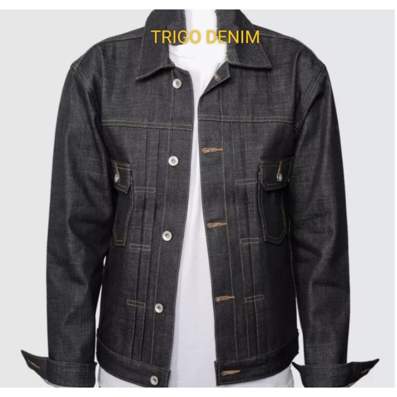 JACKET JEANS DENIM RAW SELVEDGE PRIA DEWASA ALLSIZE