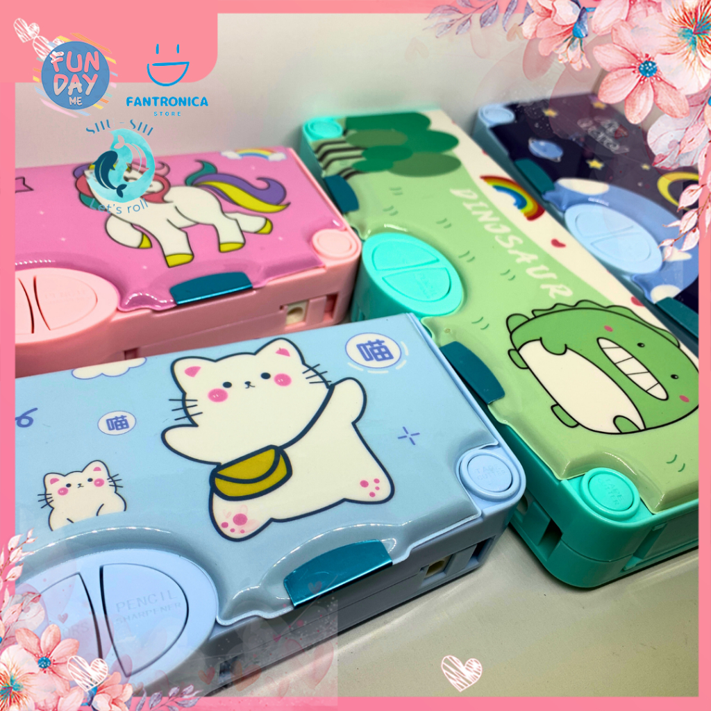 

Kotak Pensil Multifungsi Motif Unicorn / Dinosaurus / Astronot Untuk Anak Lengkap Peruncing Gunting Isolasi Penghapus