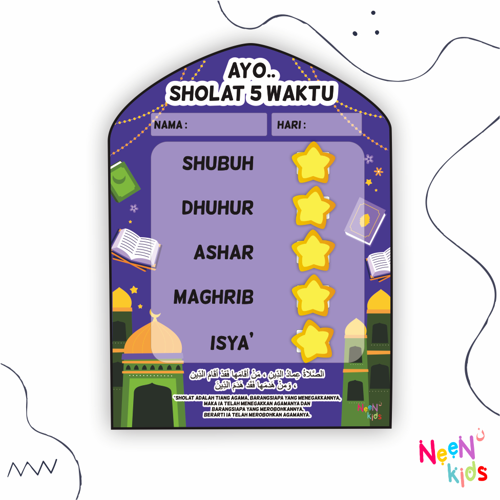 Neenkids Mainan Montessori Edukasi Anak Worksheet Busy Page Belajar Bermain Sholat Checklist