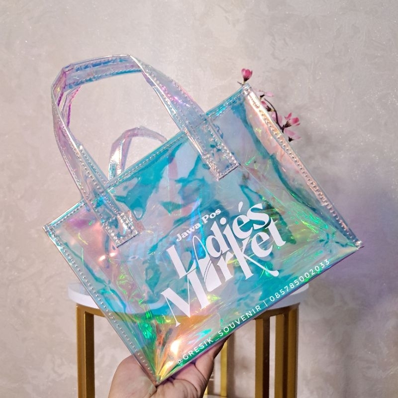TOTEBAG HOLOGRAM TRANSPARANT / TAS HOLOGRAM CUSTOM / TAS PVC HOLOGRAM