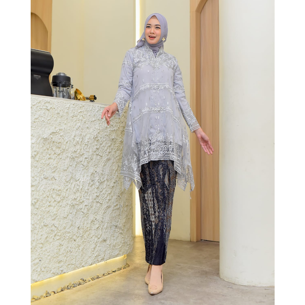 Setelan Kebaya Modern Tunik Umbrella Payet Mutiara Busui//Kebaya Wisuda Kekinian//Baju Pesta Brokat