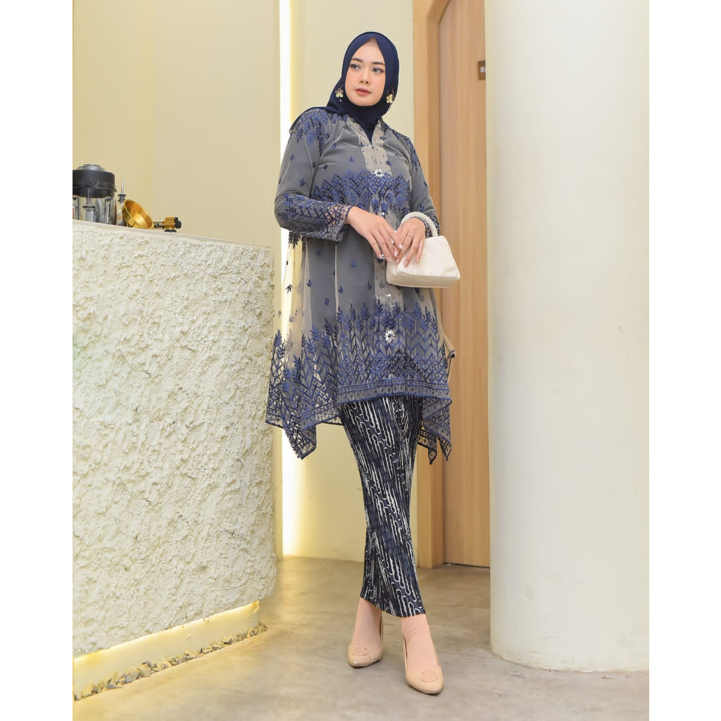 Setelan Kebaya Modern Tunik Umbrella Payet Mutiara Busui//Kebaya Wisuda Kekinian//Baju Pesta Brokat