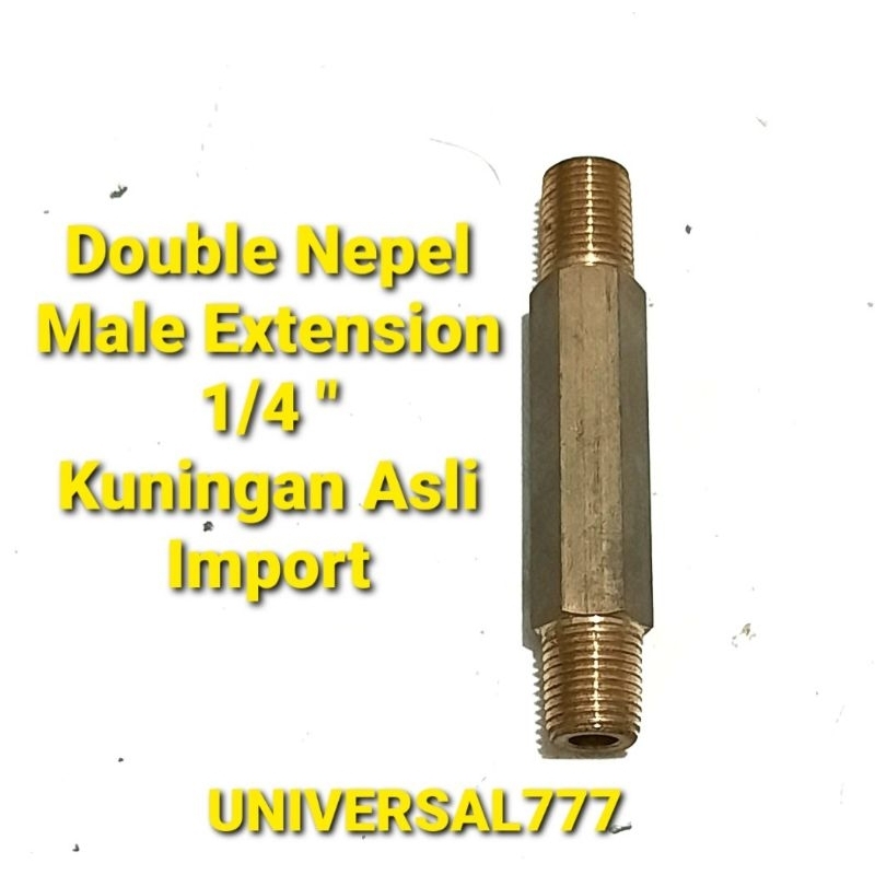 1/4" Dobel Nepel Panjang Extension 1/4 Inchi Bahan Kuningan Tebal Import