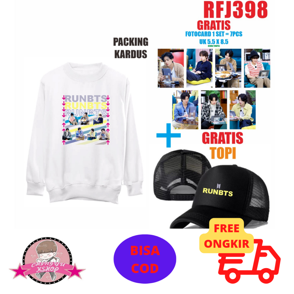 (RFJ398) Free Topi & Photocard Sweater Run bts