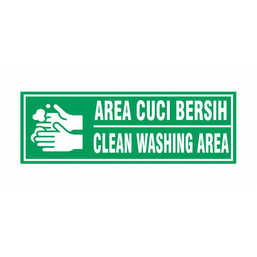 

SIGN STIKER AREA CUCI BERSIH/CLEAN WASHING AREA Uk30x10cm RAMBU K3