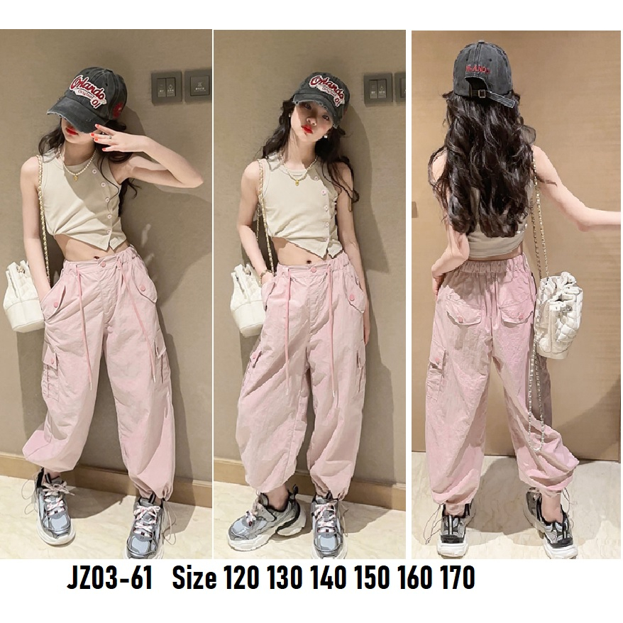 JZ03 IMPORT Set Setelan Stelan Baju Celana Anak Perempuan Cewek Kids Tanggung Sporty Korea Style