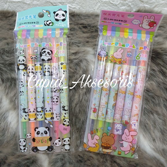 

STABILO HIGHLIGHTER SPIDOL 2 SISI - 6 WARNA (SANRIO PANDA KELINCI)