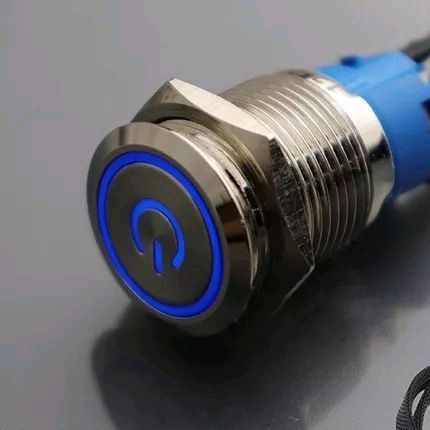 Saklar  On Off LED Blue Stainless 19 mm /  Push Button Waterproof Switch on off 19 mm / Saklar butto