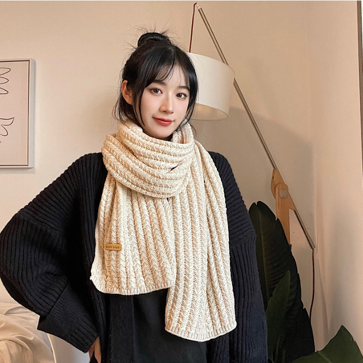 Scarf Syal Leher Rajut Wanita Winter Musim Dingin