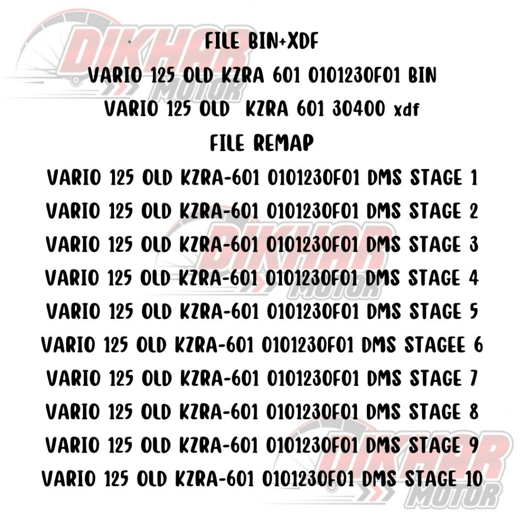 FILE BIN+XDF ECU VARIO OLD 125 KZR VARIO 125 NEW VARIO 160 PCX 160 ADV 160