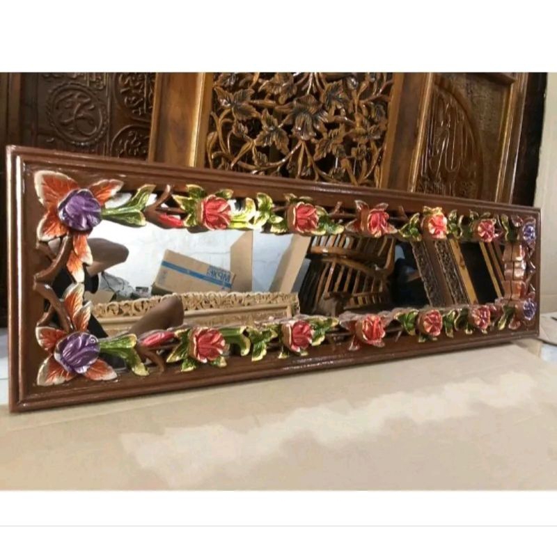 Cermin Bunga Full body Antik Kayu Jati Furniture Jepara