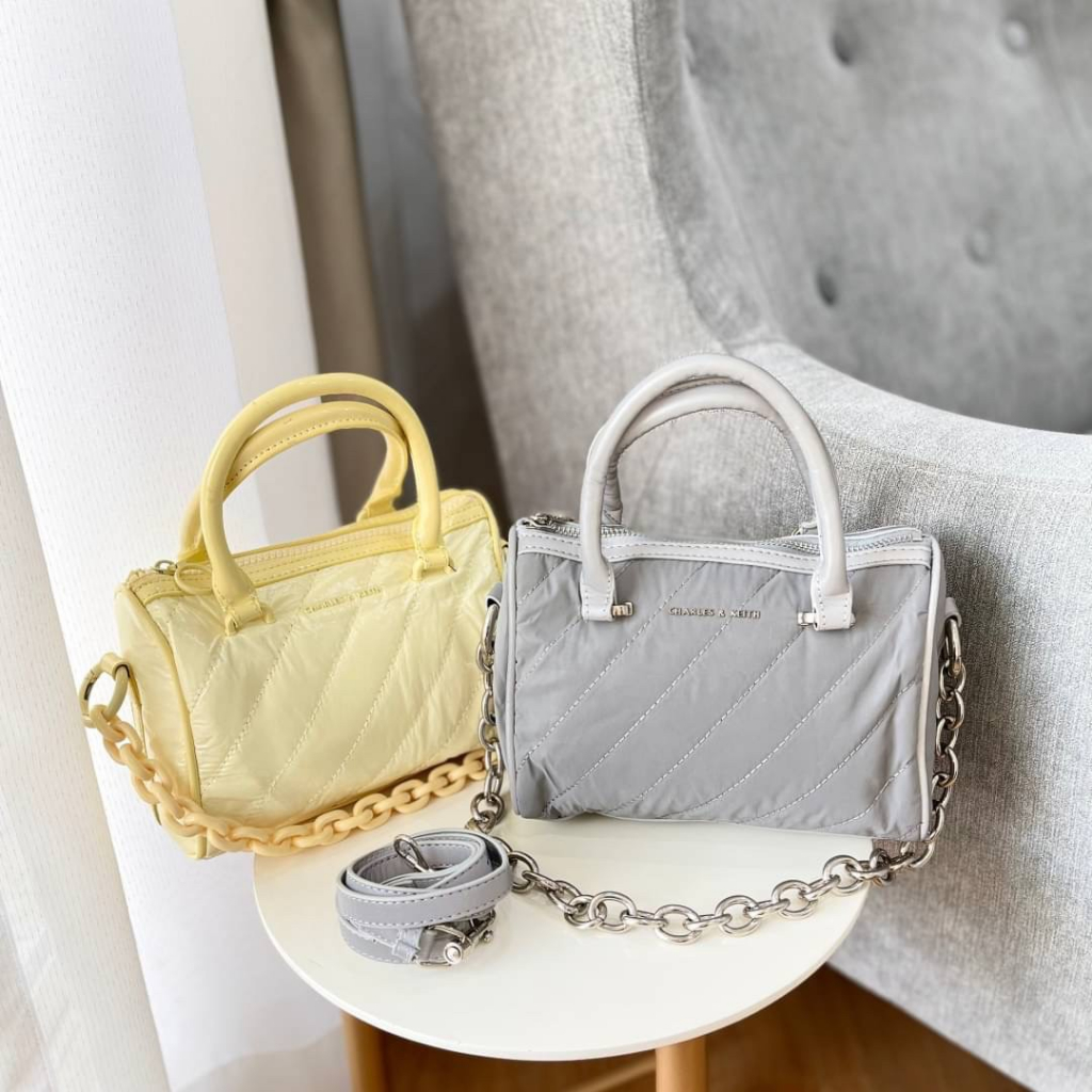 C*K NYLON BOWLING BOSTON PANELLED BARREL SPEEDY TOP HANDLE BAG 011027