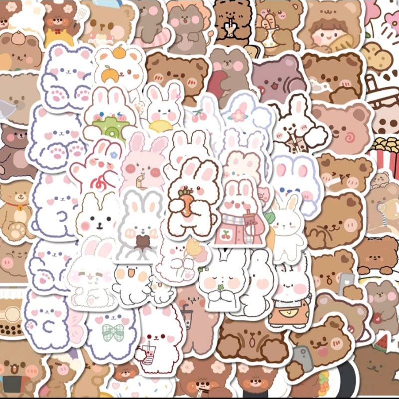 

15 PCS STICKER KARTUN KELINCI BERUANG LUCU AESTETIK / STICKER LAPTOP / STICKER KOPER / STICKER SCRAPBOOK