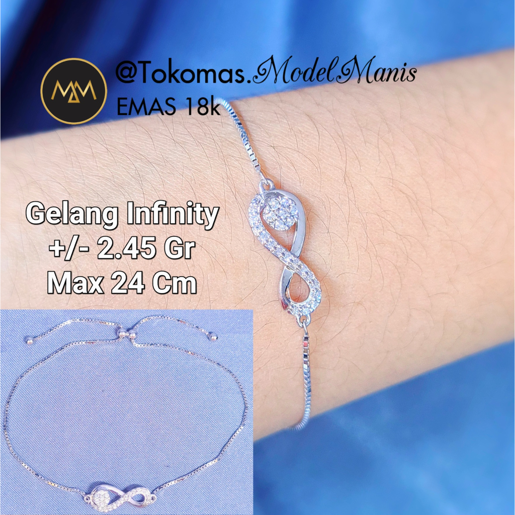 Gelang Serut Infinity Emas Putih 755 kadar 18k