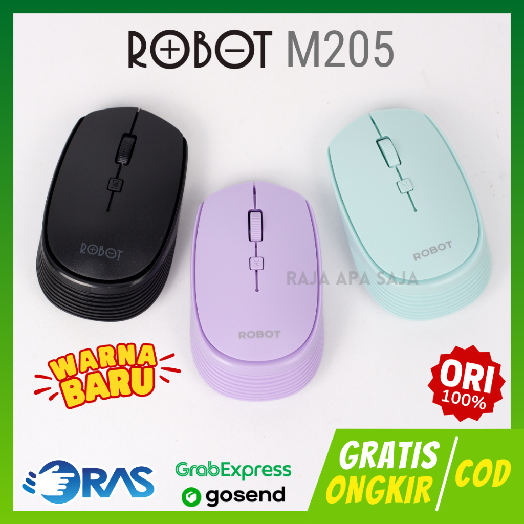 MOUSE ROBOT M205 WIRELESS - Mouse Bluetooth Tanpa Kabel Mous Komputer PC Laptop Mouse Leptop