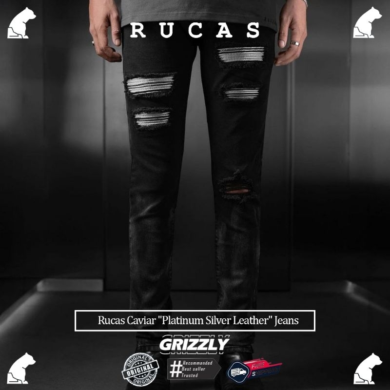 [ORIGINAL Rucas Season 13 Caviar Platinum Silver Leather | Rucas Season 12 Dark Grey Caviar Jeans | 