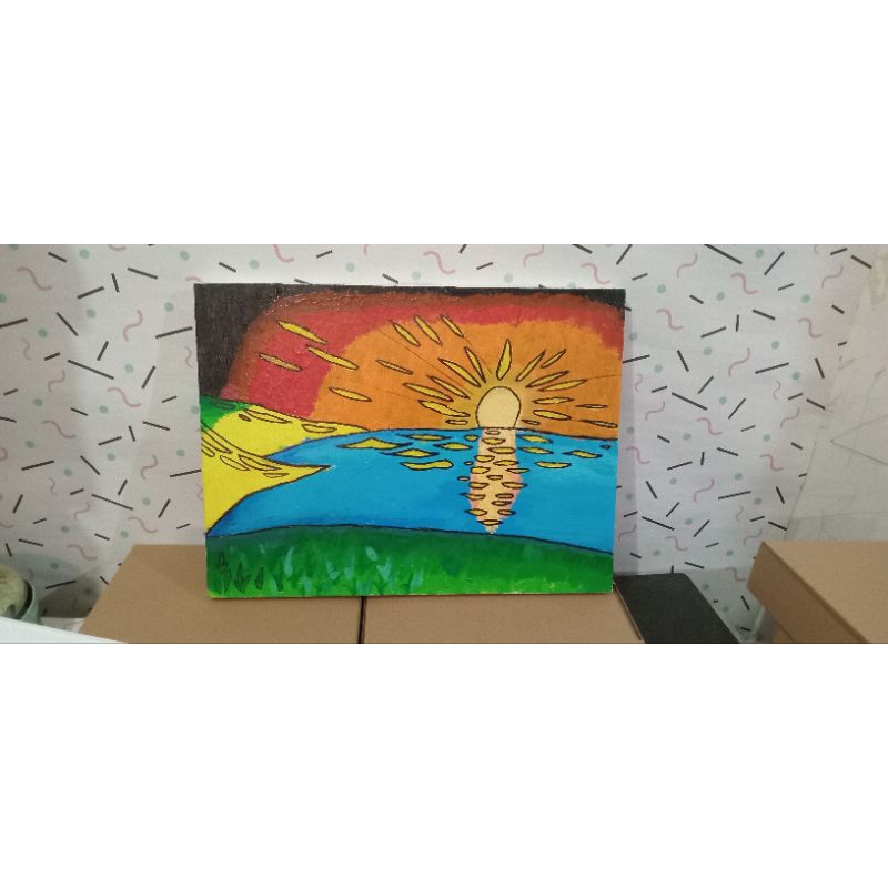Lukisan pemandangan alam, media kanvas.