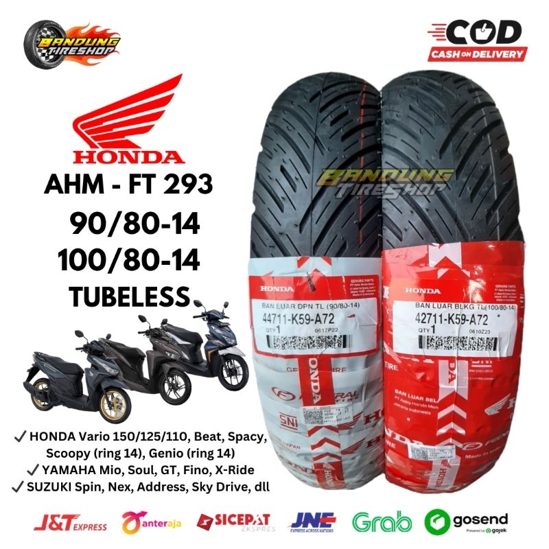 BAN HONDA (90/80-14) (100/80-14) TUBELESS FEDERAL FT 293 AHM K59 A72 VARIO 150 125 BEAT 110 SCOOPY S