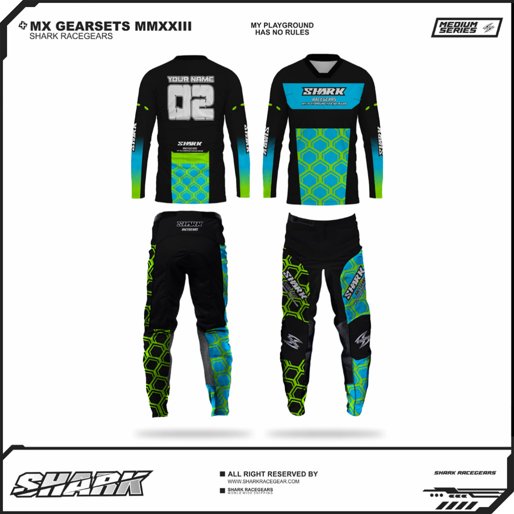 Jersey Set Motocross Grasstrack Enduro Exquisite Shark Racegears