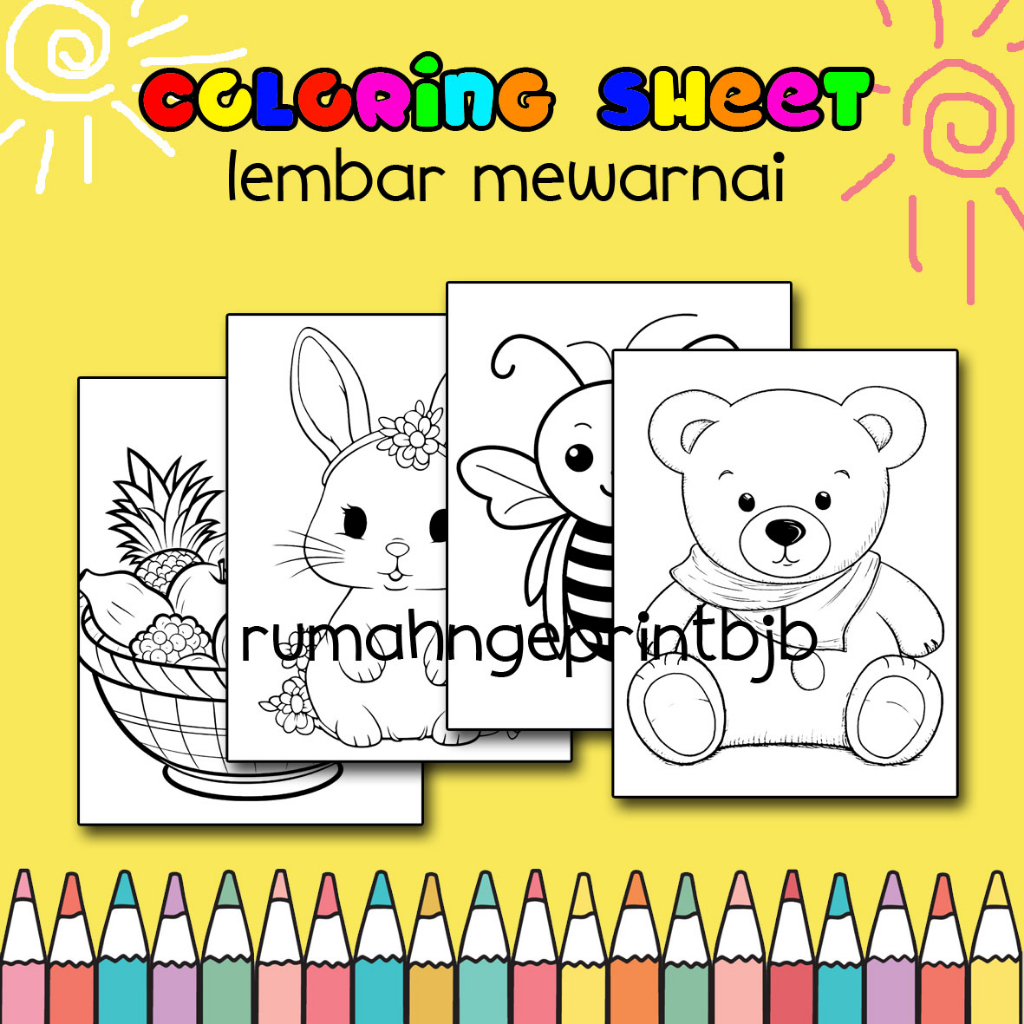 

Kertas Gambar Mewarnai A4 A3 - (Coloring Sheet) Anak usia PAUD TK SD #4