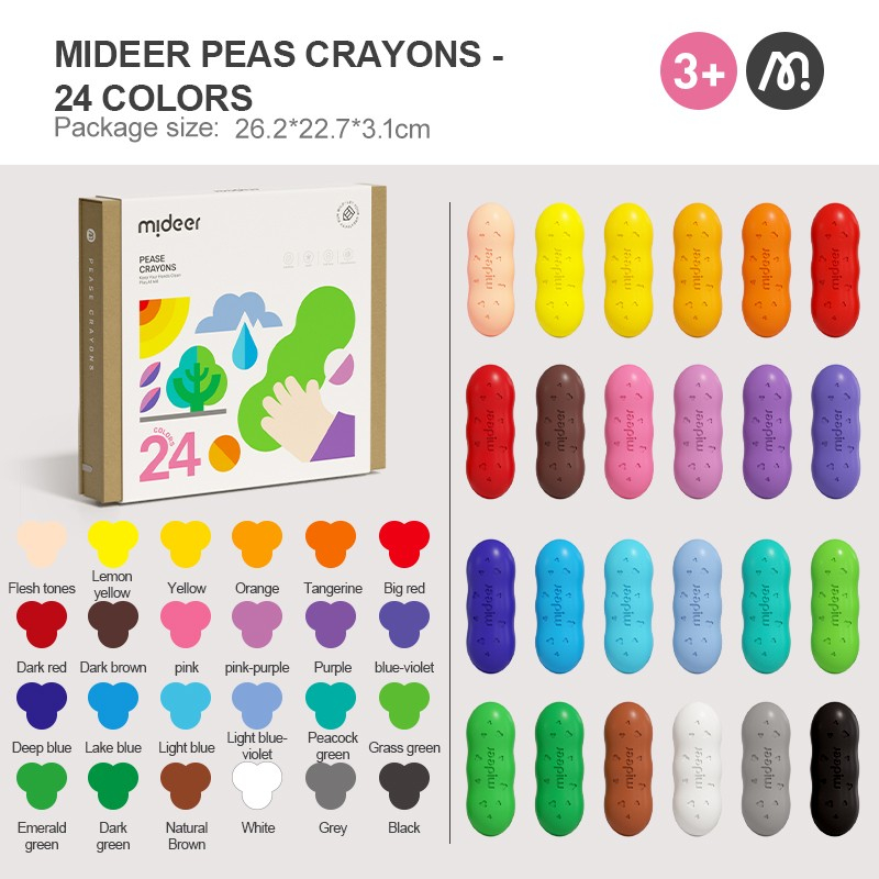 

Mideer washable beeswax based peas crayon 8 / 12 / 24 crayon