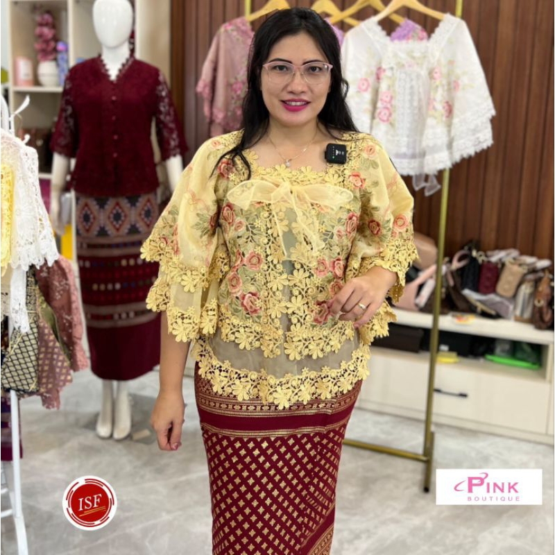 pink butik organdi brokat made in Thailand