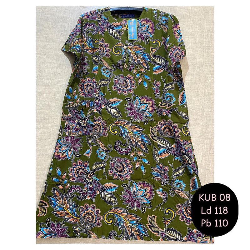 Daster Busui Batik Kencana Ungu Asli Label Biru Model 08 KUB Jumbo LD.118 cm - Daster Lengan Pendek 