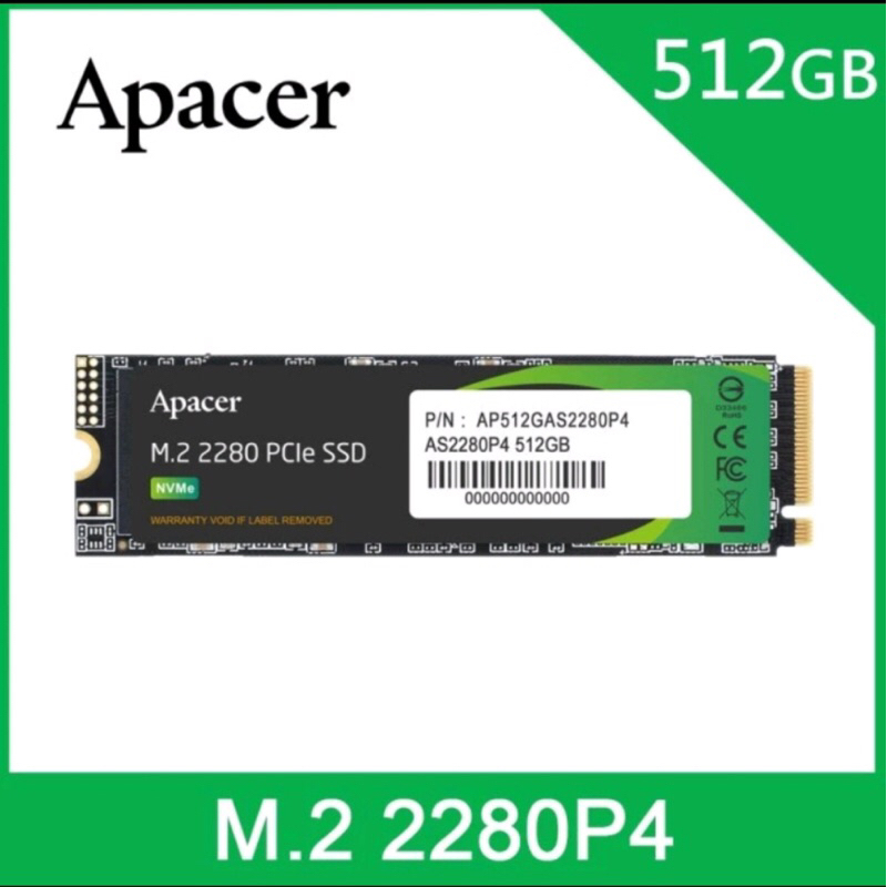 APACER AS2280P4 512GB M.2 NVMe SSD PCIe Gen 3x4