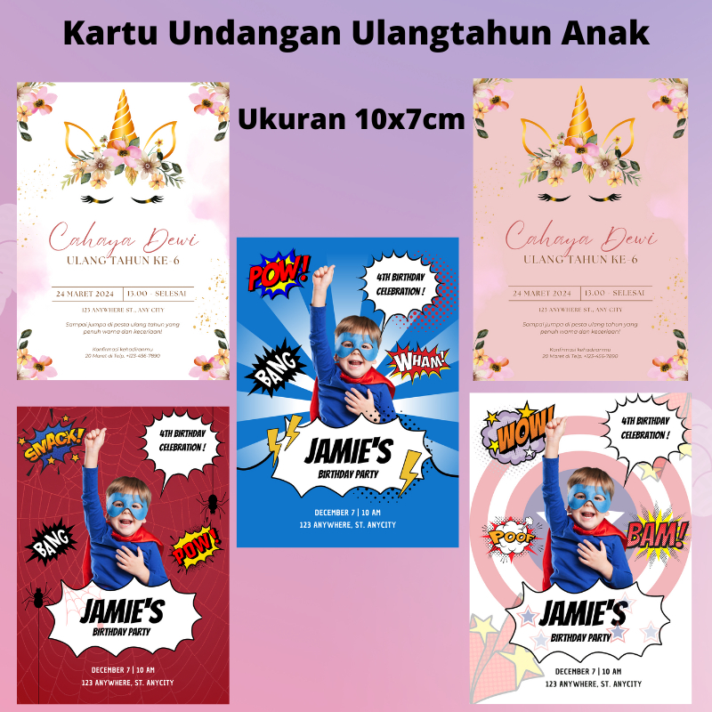 (ISI 100) UNDANGAN ULANG TAHUN PAKAI FOTO / UNDANGAN ULTAH / KARTU UNDANGAN ULTAH / ULTAH ANAK / HAP