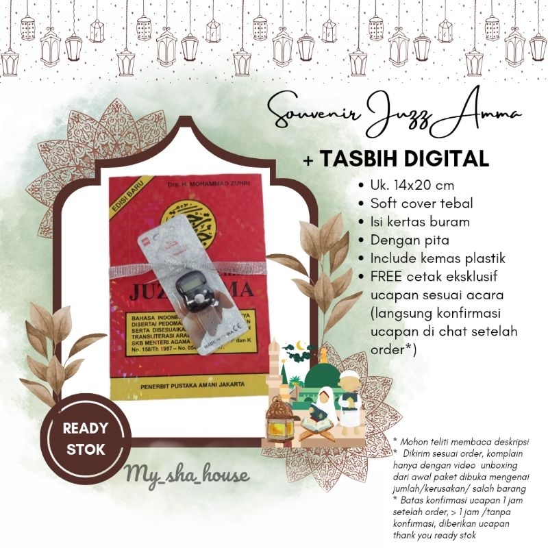 Souvenir Juzz Amma + Tasbih berkualitas pengajian tahlil umroh haji khitan aqiqah pernikahan kenang-