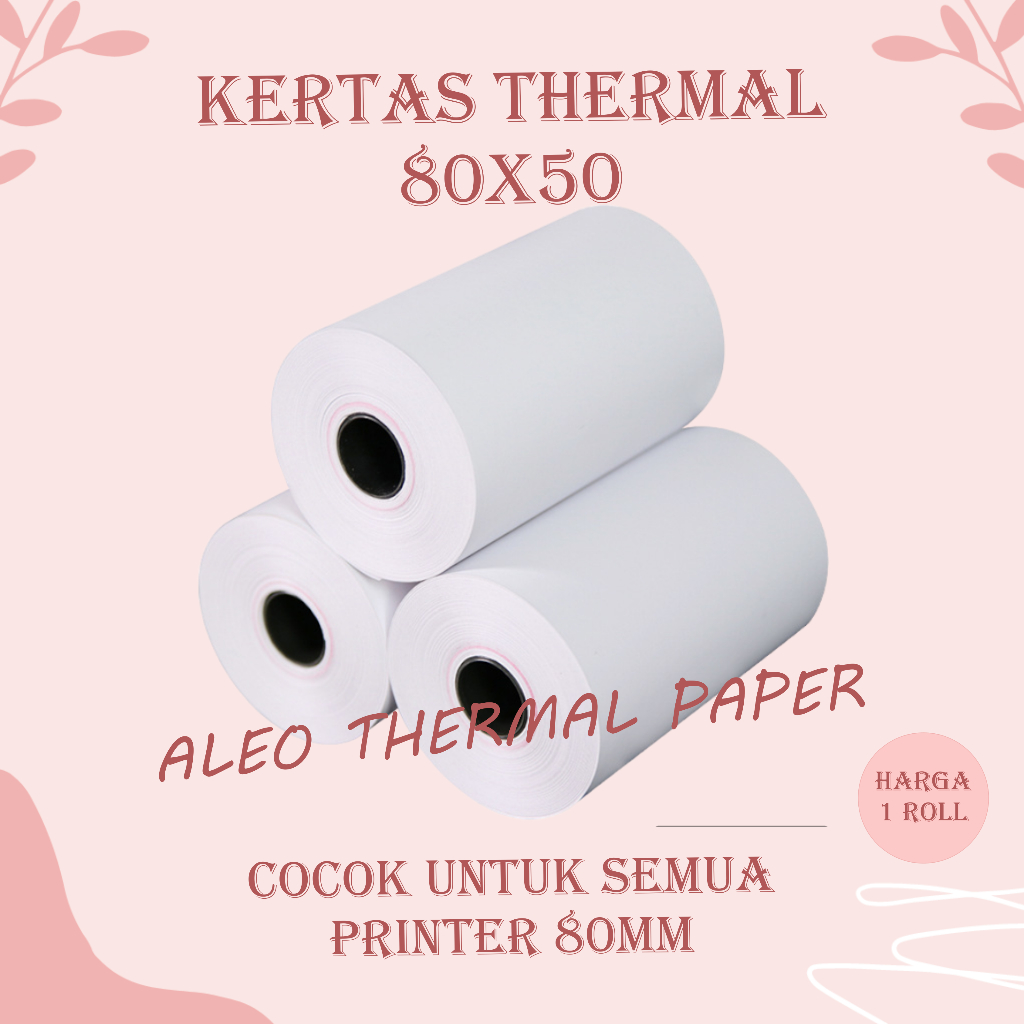 

KERTAS THERMAL STRUK KASIR PAPER ROLL 80X50 TERMAL POS RECEIPT PRINTER 80MM 80X50MM 80x50mm 79 / 80 x 50 79x50 MM PANDA VSC EPPOS