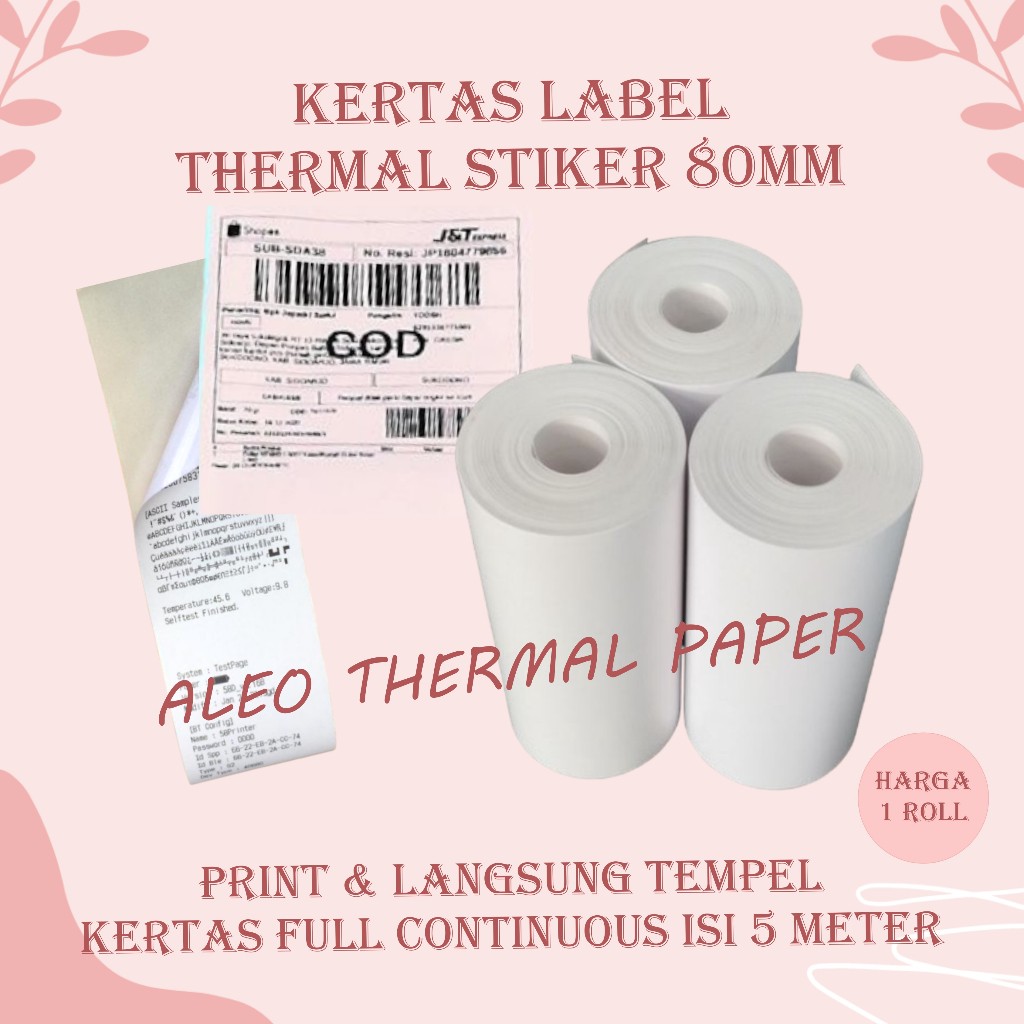 

Kertas Label Thermal Stiker 80mm x 6m TEBAL - 80mm x 5m TEBAL Label Sticker Continuous Kertas Stiker Termal - 80x30 - 80x100 - 80x40 - 80x50 - 100x100 - 80x100 - 76x100 - 78x100