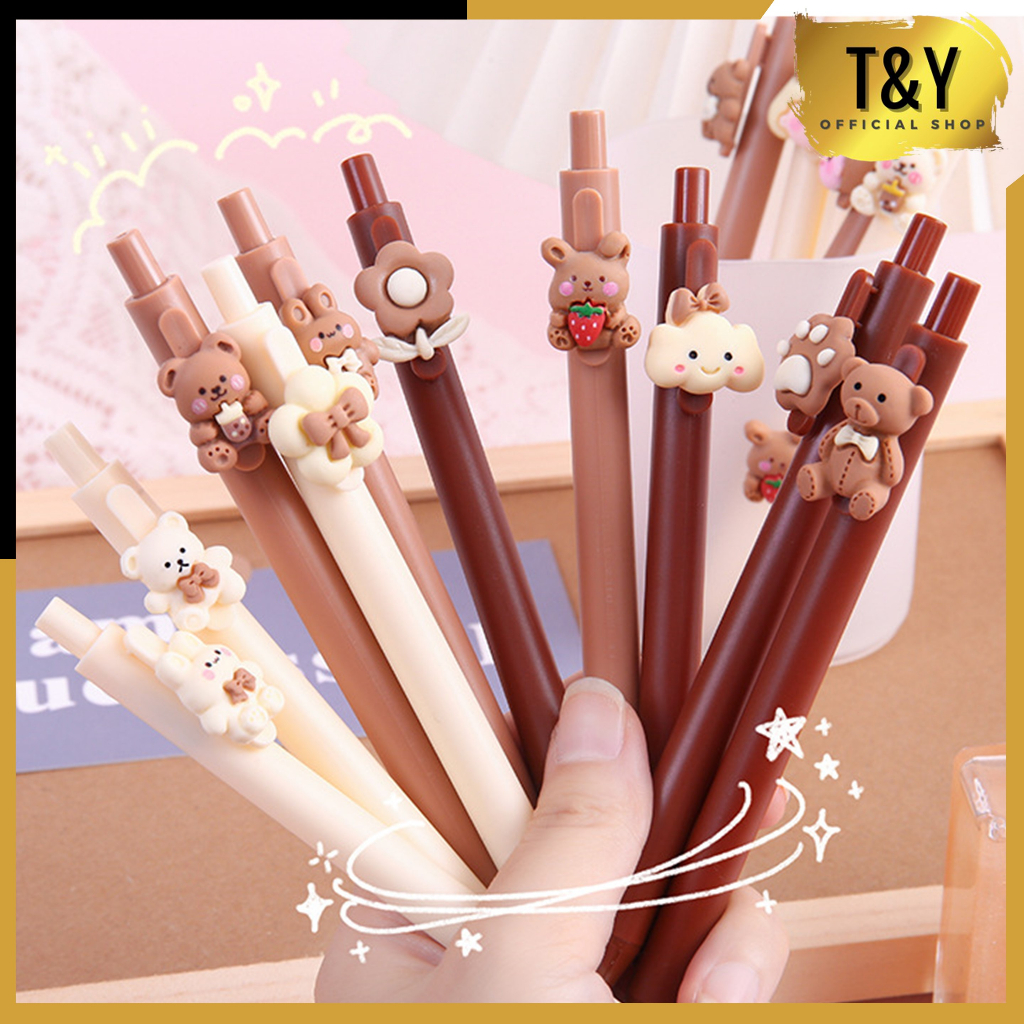 

T&Y Pena Karakter Bear Pita Lucu Pulpen Cetekan Tinta Gel Cair Motif Beruang Unik Alat Tulis Kantor Sekolah Stationary