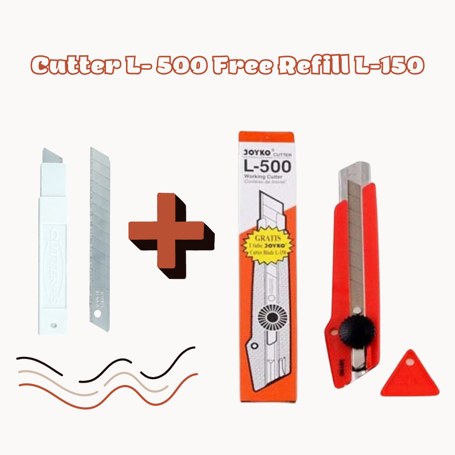

Cutter Besar L500 Joyko L-500 Super Tajam karter Free refill L-150 Set